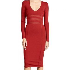 Good American The Low Down Knit Bodycon Dress (Ruby, Sz SM)